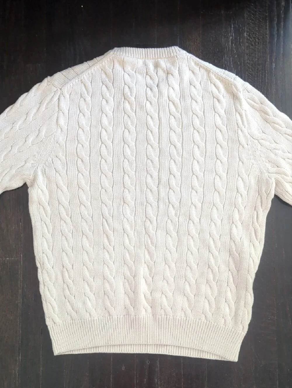 J. Crew Men's Cream Cable Crewneck Sweater